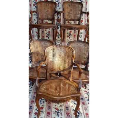 5 FAUTEUILS CANNÉS LYON XVIIIe FRANÇOIS CANOT NOGARET LOUIS XV