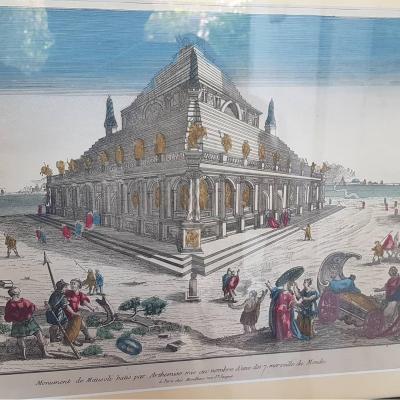 Optical View Tomb Of Mausole Harlicarnasse XVIIIth Engraving Wonders Of The World