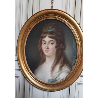 PORTRAIT DE FEMME AU PASTEL DANS LE GOUT XVIIIe MILIIEU XIXe MADAME ROLAND