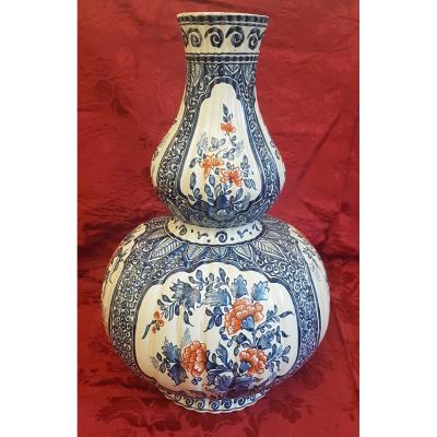Émile Teissier FaÏence De Malicorne Large Rouen Or Delft Style Vase