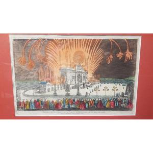Optical View 1763 Treaty Of Paris Seven Years War Rare XVIII Fireworks Engraving
