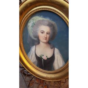 Portrait Of A Woman In Pastel XVIIIth Alphonse Giroux Frame Louis XVI