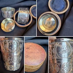 Travel Timbale In Solid Silver England XIXth Hunting