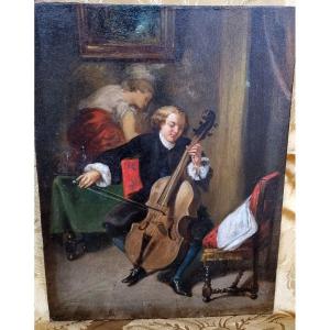 The Cellist Oil On Panel Cello Music Strings Nineteenth