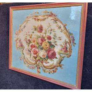 Bouquet Of Flowers No2 Oil On Canvas Cardboard For Tapestry Project Napoleon III Period