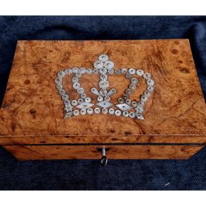 Biedermeier Coat Of Arms Crown Box Circa 1830