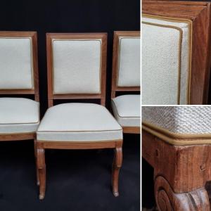 Series Of Three Charles X Period Chairs Restoration In Perfect Condition