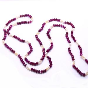 “amaranth” Ruby Pearl Necklace