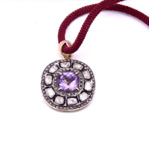 Indian « concord » Amethyst Pendant, Vermeil
