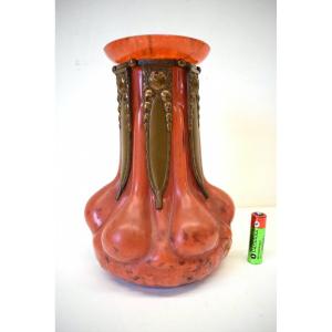 Vase Signed Val Verrerie d'Art Lorrain Daum & Croismare Art Nouveau Ref409