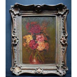 R Aubert Still Life With Flowers Signed Impressionist 1919 XX Rt627