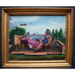 Fixed Under Glass Romantic Scene In The Antique  Italia Rt630
