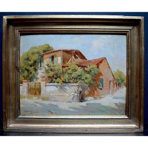 Edouard Leverd Landscape Countryside Washerwoman Provence XX Rt650