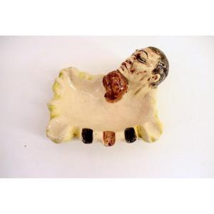 Gottlob Ceramic Craquelé Box Boxer Sport Art Deco  Signed Ref442