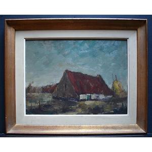 Landscape Flanders Flemish Cottage Belgium Signed To Identify XX Rt697