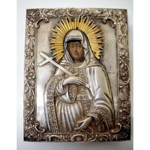 Riza Silver Icon Of Saint Efrosinia Russian Goldsmith Hallmarks To Identify Russia Ref503