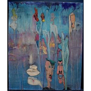 Alain Bacou Surrealist Imaginary Characters Titled Resurgence XX Rt757