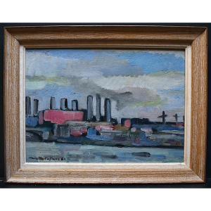 Urban Landscape City Port Abstract Signed To Identify Italy Year 1960 XX Rt761