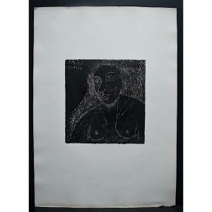 Mixed Media Gouache Paper Title Sapho Monogram Jk Or Vk To Identify 1967 XX Rt780