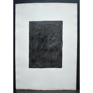 Mixed Media Gouache Paper Scratched Eros Monogram Jk Or Vk To Identify 1967 XX Rt784