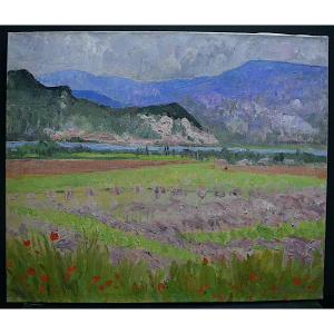 * Therese Debains Post-impressionist  Surroundings Of Mirmande Rhone Valley Signed XX Rt79