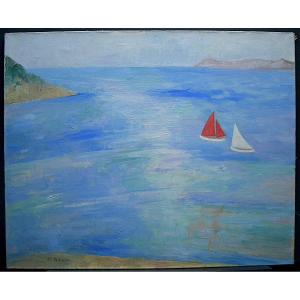 * Thérèse Debains Post Impressionist Marine Signed XX Rt815