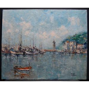 Jean Yves Blecon Marine Port De Cassis Boats Post Impressionist Provençal Signed Rt817
