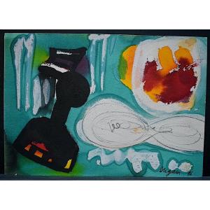 Dugain Yann  Art Contemporary Abstract Signed 1996 Rt818