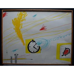 Gérard Thalmann Suisse Abstract Lithography Ea "the Death Of Eschyle The Hour" 1983 Rt820