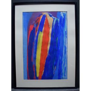 Claude Bellegarde Abstract Gouache Signed Rt821