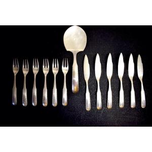 Georg Jensen Fish Cheese Dessert Service Sterling Silver 925 Ml Art Deco Ref521