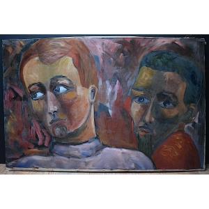 Couple Homme Style Expressionnisme Fauve Fauvisme XX non sign&eacute; &agrave; identifier RT847