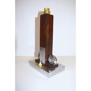 Modernist Art Deco Foot Lamp Macassar Ebony And Chrome Bronze 1925 1930 Ref538