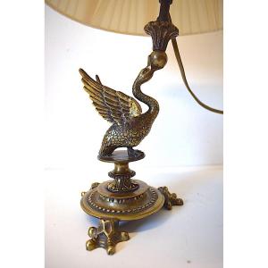 Animal Bronze Lamp Representing A Swan Period Around 1920 1930 Ref555