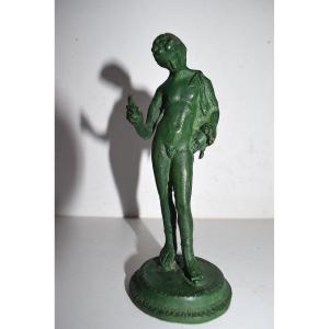 Narcissus Small Bronze Display Case Greek Mythology Green Patina Antique Ref558
