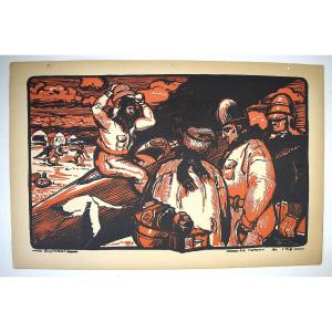 Print Maurice Busset Poster Lithograph Airplane Military Aviation War 1914 1918 Ref575