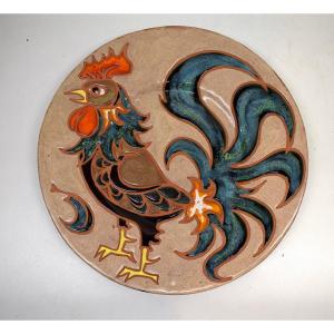 Paul Azema Ceramic Animal Dish With Rooster Circa 1960 1970 Ref607