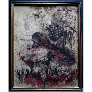 Abstract Expressionism Mixed Media Signed To Identify XX 1946 Rt884