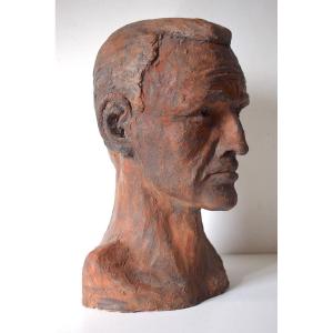 Hildebert Derre Terracotta Head Of A Man Art Deco Belgium Netherlands Bust Ref635