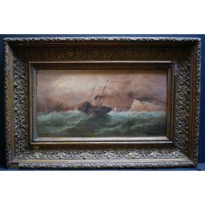 Marine XIX Steamship Storm Paddlewheel Boat Signed To Identify, To Restore Rt890
