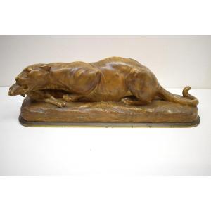 * Georges Gardet Rare Stained Marble Lioness Devouring An Antelope Art Deco Ref663