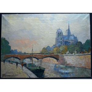 Notre-dame Cathedral Of Paris Pont De L Archevêché Ile De La Cité La Seine 20th Rt 907