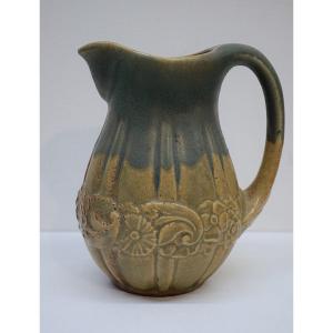 * Louis Lorioux Pitcher Pot Stoneware Transition Art Nouveau Art Deco Active In Foëcy Ref680