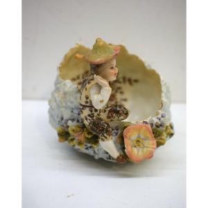 Pot Or Vase Subject In Porcelain Child And Cabbage XIXth Germany Austria Ref684