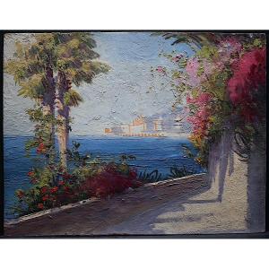 * Gianni View Of Menton Côte d'Azur Provence Marine Post Impressionist Rt927