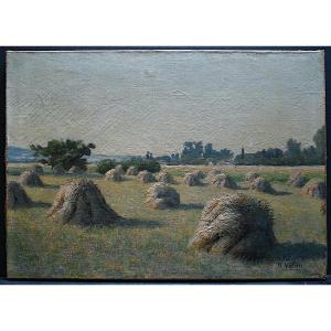Raoul Vatan Haymaking Country Landscape Impressionist XX Rt943