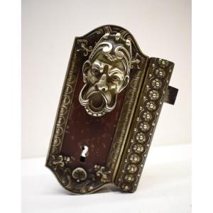 Curiosity Lock Handle Head Of Devil Or Bacchus Silver Bronze And Iron Ref696