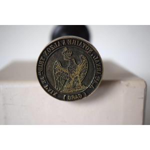 Stamp Seal Stamp Bronze Matrix Justice Of The Peace Notary Alzon Gard Crowned Eagle Ref750
