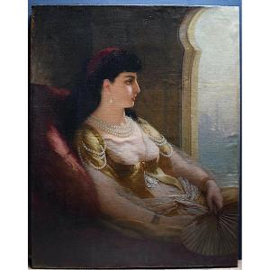 Odalisque Sultane Orientalist Türkiye Bosphorus XIXth Century Rt992
