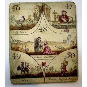 Curiosity Card From An Old Cavagnole Game XVIII 18th Biribi Yellow Dwarf Ref764